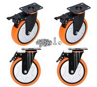 Moogiitools Ruedas para Muebles Pesados con 4 Freno + Tornillos - 152 mm Hasta 1250 kg - 4 Ruedas que No Dejan Marcas de Alta Resistencia - Ruedas Giratorias para Palets Engomadas
