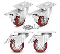 Moogiitools Ruedas para Muebles Pesados con 4 Freno + Tornillos - 76 mm Hasta 680 kg - 4 Ruedas que No Dejan Marcas de Alta Resistencia - Ruedas Giratorias para Palets Engomadas