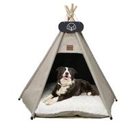 Mooipet Tienda de campaña para perros tipo tipi con cojín de doble cara, lujosas tiendas de campaña para gatos, casas para mascotas con pizarra cama para perros extraíble y lavable, casa para perros