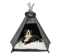 Mooipet Tienda de campaña para perros tipo tipi con cojín de doble cara, lujosas tiendas de campaña para gatos, casas para mascotas con pizarra cama para perros extraíble y lavable, casa para perros