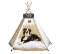 Mooipet Tienda de campaña para perros tipo tipi con cojín de doble cara, lujosas tiendas de campaña para gatos, casas para mascotas con pizarra cama para perros extraíble y lavable, casa para perros