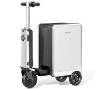 MOOJAY Patín de Maleta Eléctrico 20" Aprobado por Aerolíneas Ligero | 25L Maleta Montable para Viajes, Equipaje Inteligente Montable con Candado TSA, Carga USB y Batería Extraíble - Plata