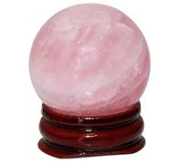 Mookaitedecor - Bola de cristal natural con soporte de madera, esfera de cristal curativo, decoración Feng Shui
