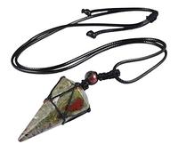 mookaitedecor Collar de punto de cristal curativo para mujeres y hombres, colgante de piedra semipreciosa con cadena ajustable para curar chakras Reiki, regalo de joyería, Piedra, Piedra de sangre de