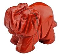 mookaitedecor Figura decorativa de elefante de jaspe rojo a rayas naturales, piedra preciosa de energía de cristal curativo, estatua de Reiki para decoración del hogar, 1.5 pulgadas