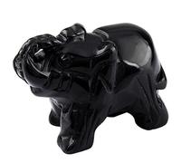 mookaitedecor Figura decorativa de elefante de obsidiana natural, piedra preciosa de energía de cristal curativo, estatua de Reiki, decoración del hogar, 1.5 pulgadas