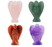 mookaitedecor Paquete de 4 figuras de ángel de la guarda de cristal talladas de 1.5 pulgadas, adorno para el hogar, regalo de cristal curativo, ángel de piedra para decoración de chakras Reiki