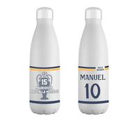 Mookase Botella Personalizada del Real Madrid con Nombre - Botella de Acero Inoxidable de 700ml - Equipos de Futbol - Regalo Original - Niños y Niñas