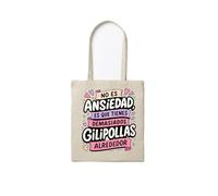 Mookase Tote Bag No es ansiedad es que tienes demasiados gilipollas alrededor para Mujer, Bolsa de Tela Reutilizable con Asa Larga, Diseño Casual, Regalo Original