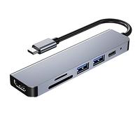 MOOKEENONE Ranura para tarjeta SD de 6 puertos/puerto USB tipo C Adaptador de lector de tarjetas USB Hub USB 4K HDMI