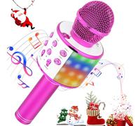 MOOKLIN ROAM LED Micrófono Karaoke inalámbricos, 4 en 1 Reproductore Bluetooth Portatil, Compatible con Android/iOS PC o Teléfono Inteligente para Niños Canta Partido Musica - Rosa