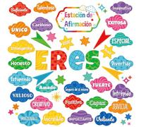 Mooliwe 45 piezas de decoración de aula temática española con palabras y frases en español, decoración escolar, recortes para aula, decoración motivacional para profesores, estudiantes, escuela