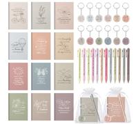 Mooliwe Juego de 12 cuadernos de agradecimiento con afirmación positiva, bolígrafos de acrílico, bolsas pequeñas, blocs de notas motivacionales para mujeres, compañeros de trabajo, Navidad, adultos