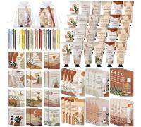 Mooliwe Juego de 120 piezas de regalo de afirmación bohemia a granel, regalos de autocuidado positivo para mujeres, recuerdos de fiesta con bálsamo labial, crema de manos, cuadernos, bolígrafos y