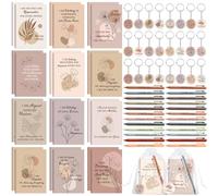 Mooliwe Juego de 36 cuadernos de agradecimiento con bolígrafos, llaveros de acrílico, bolsas pequeñas, blocs de notas motivacionales para mujeres, compañeros de trabajo, Navidad, adultos, recuerdos de