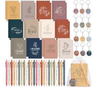 Mooliwe Juego de 48 cuadernos de agradecimiento con bolígrafos, llaveros de acrílico, bolsas pequeñas, blocs de notas motivacionales para mujeres, compañeros de trabajo, Navidad, adultos, recuerdos de