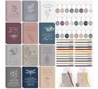 Mooliwe Juego de 72 unidades/24 cuadernos de agradecimiento con bolígrafos, llaveros de acrílico, bolsas pequeñas, blocs de notas motivacionales para mujeres, compañeros de trabajo, Navidad, adultos