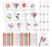 Mooliwe Juego de 72 unidades/24 cuadernos de agradecimiento con bolígrafos, llaveros de acrílico, bolsas pequeñas, blocs de notas motivacionales para mujeres, compañeros de trabajo, Navidad, adultos