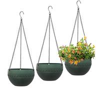 Moollyfox 3 piezas de maceteros colgantes para exterior, Ø 21 cm, auto-riego, maceteros colgantes de plástico para exterior, maceteros colgantes con cadenas inoxidables, maceteros colgantes para