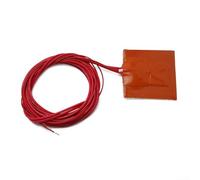 Moombooldool - Almohadilla calefactora de silicona para impresora 3D, 12 V, 10 W, 5 x 5 cm (50 x 50 mm), densidad de potencia de 0,4 W/cm², naranja, con cinta adhesiva de doble cara, estabilidad a