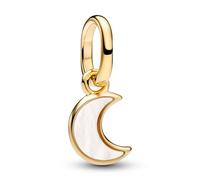 Moon 14 k Gold Plated Mini Dangle with White Bioresin Man-Made Mother of Pearl