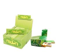 MOON 50 Folletos Papel Madera Regular King Size Papel de Liar 108 * 44mm 1 Caja 1600 Hojas Verdes con 1 caja de puntas