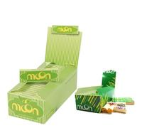 MOON 50 Folletos Papel Madera Regular Short Size Papel de Liar 70 * 36mm 1 Caja 2500 Hojas Verdes con 1 caja de puntas