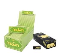 MOON 50 libritos Papel de madera Papel de liar regular 1 1/4 77 * 44 mm 1 caja 2000 hojas Verde con 1 caja de puntas