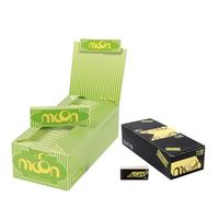MOON 50 libritos Papel de madera Papel de liar regular Short Size 70 * 36 mm 1 caja 2500 hojas Verde con 1 caja de puntas