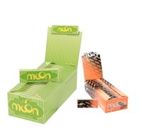 MOON 50 libritos Papel de madera Papel de liar tamaño corto regular 70 * 36 mm 1 caja 2500 hojas Verde con 1 caja de puntas