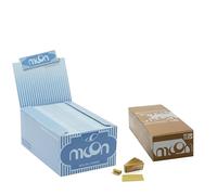 MOON 50 libritos Papel de madera Papel de liar tamaño King regular 1 1/4 77 * 44 mm 1 caja 2000 hojas Rojo con 1 caja de boquillas