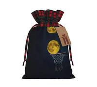 Moon And Basketball - 1 bolsa con cordón, 8.3 x 11.8 pulgadas, para regalos, viajes y uso diario con etiquetas de regalo Kraft