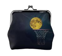 Moon and Basketball - Bolsa de maquillaje pequeña para bolso, mini bolsas de cosméticos portátiles, para gimnasio y uso diario, Black, Talla única, Bolsa para monedas