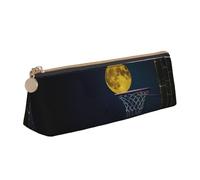 Moon and Basketball - Estuche multifuncional de piel con gran capacidad de almacenamiento, diseño triangular clásico, White, Talla única, Bolsa de maquillaje