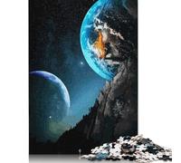 Moon and Earth Rompecabezas Imposible,desafío for Adults Entretenimiento Creativo 1000 Piezas Obra De Arte De Juego De para Adultos, Regalos A Partir De 14 Años 1000pcs (75x50cm)