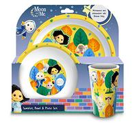 Moon and Me - Juego de 3 platos de melamina, sin bisfenol A, 3 piezas, cuenco y taza