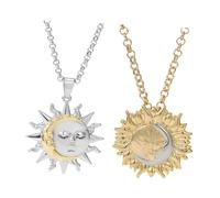 Moon and Sun Pendant Stylish Metal Necklace Accessory for Women Friendship Present