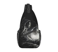 Moon Astronaut Men's Sling Backpack, Travel Hiking Day Bag Crossbody Shoulder Bag.