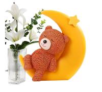 Moon Bear Cake Topper, Decorative Sculpture, Resin Figurine, Cute, Portbale Shower Theme, Sturdy Resins Desk and Cake Decoration Beautiful Addition to any Room