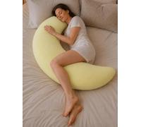 Moon Body Pillow, Giant Moon Sleep Spoon C-Shaped Body Pillow, Soft Hugging Support Pillows for Side Sleepers, Bed Reading, Sleeping and Lounging with Washable Cover (Light Yellow)