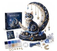 Moon Cat Luna Guardian DIY Kit de cuentas 3D CelestialMoon & Stars DIY Kit, Tiny 3D Beaded Moon Cat DIY Kit, Kit de decoración de gato mágico hecho a mano para los amantes de las manualidades