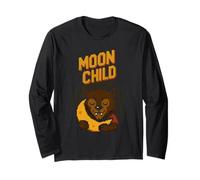 Moon Child Funny Pixel Art Hombre Lobo y Luna Halloween Manga Larga