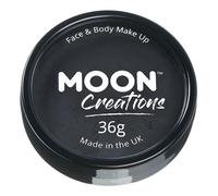 Moon Creations Maquillaje Facial y Corporal Profesional | Pintura de Color Profesional | Pintura Facial para Niños, Adultos, Disfraces, Festivales, Halloween Negro 36g