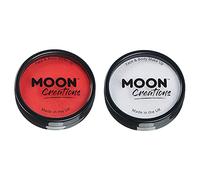 Moon Creations Maquillaje Facial y Corporal Profesional | Set Bandera de Inglaterra Roja y Blanca | 36g | Pintura Facial para Niños, Adultos, Disfraces, Festivales, Halloween