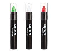 Moon Creations Pintura de la cara, lápiz de color | Italia verde blanco rojo bandera | 3.2g | Para niños, adultos, disfraces, festivales, Halloween, Copa del Mundo 2022 Rojo, Verde, Blanco