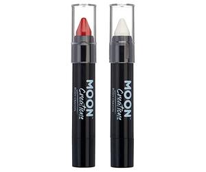 Moon Creations Pinturas faciales en barra | Juego de banderas de Inglaterra rojas y blancas | 3.2g | Para niños, adultos, disfraces, festivales, Halloween Rojo blanco