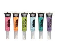 Moon Creations Tubos de Pintura Facial y Corporal con Pincel Aplicador | Juego de Brillos | 15ml | Sin Crueldad | Pintura Facial para Niños, Adultos, Disfraces, Festivales, Halloween Verde