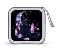 Moon Crystal Witchy Cute Black Cat - Funda protectora de plástico duro con cordón, organizador de almacenamiento portátil para el hogar, coche, 40 CD, Estilo:, Talla única
