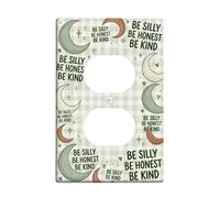 Moon Duplex - Placa de pared con diseño de estrellas, corazones y estrellas, color verde, tamaño estándar, doble toma de corriente, para decoración del hogar, sala de estar, dormitorio, baño