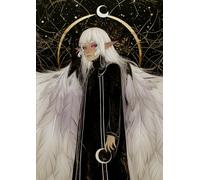 Moon Elf Grid Notebook - A4 0.5cm (0.196 inches) Diced Paper, 120 Pages: White-Haired Elf Girl Mystical journal for Fantasy Lovers, Writers, and RPG Players